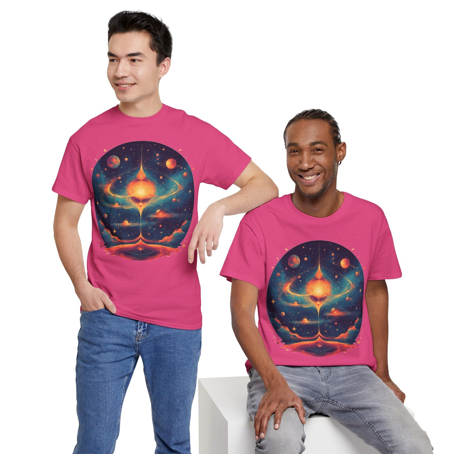 Round Galaxy w/Planets Graphic Tee Shirt *Multiple Colors*