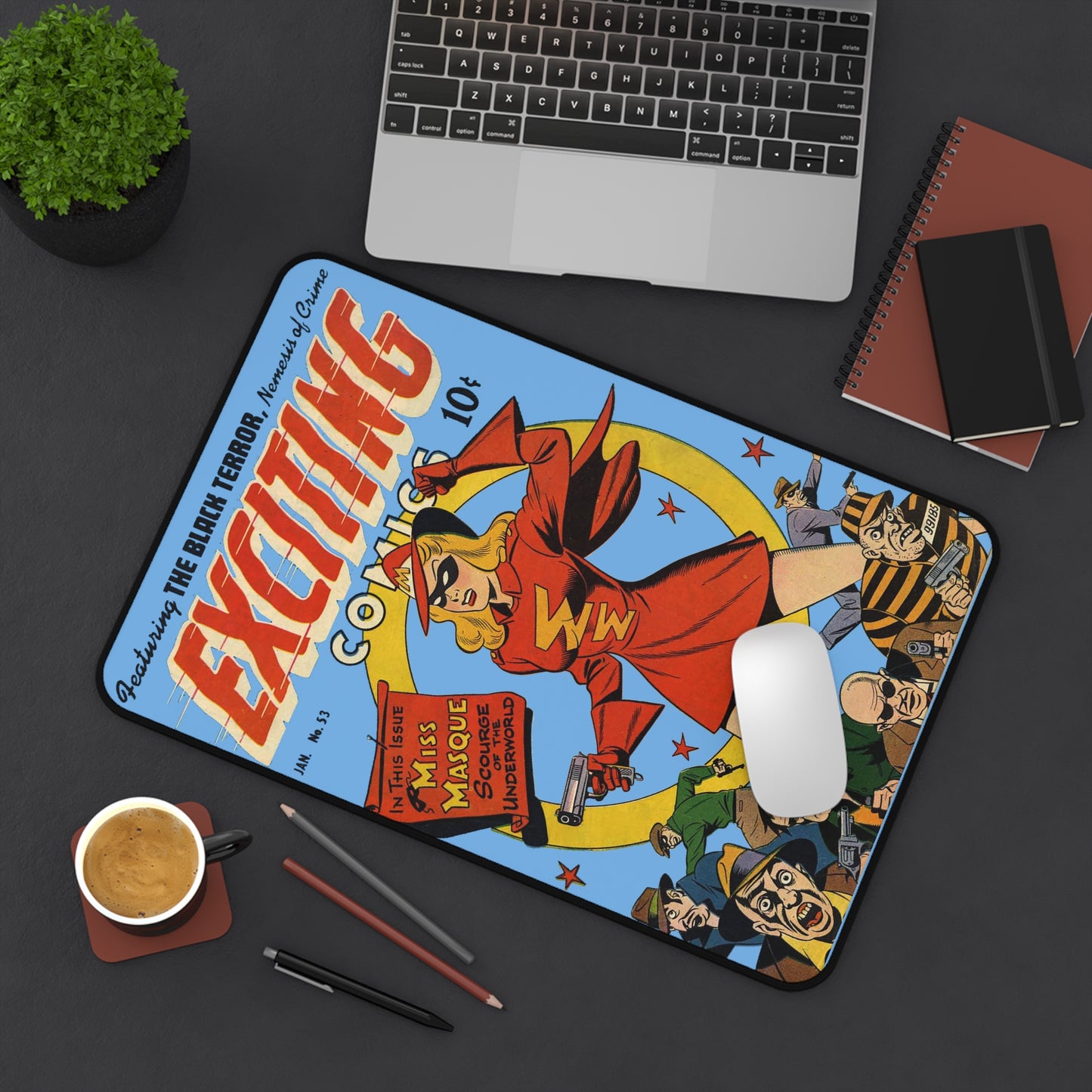 Exciting Comics #53 feat. Miss Masque Desk Mat