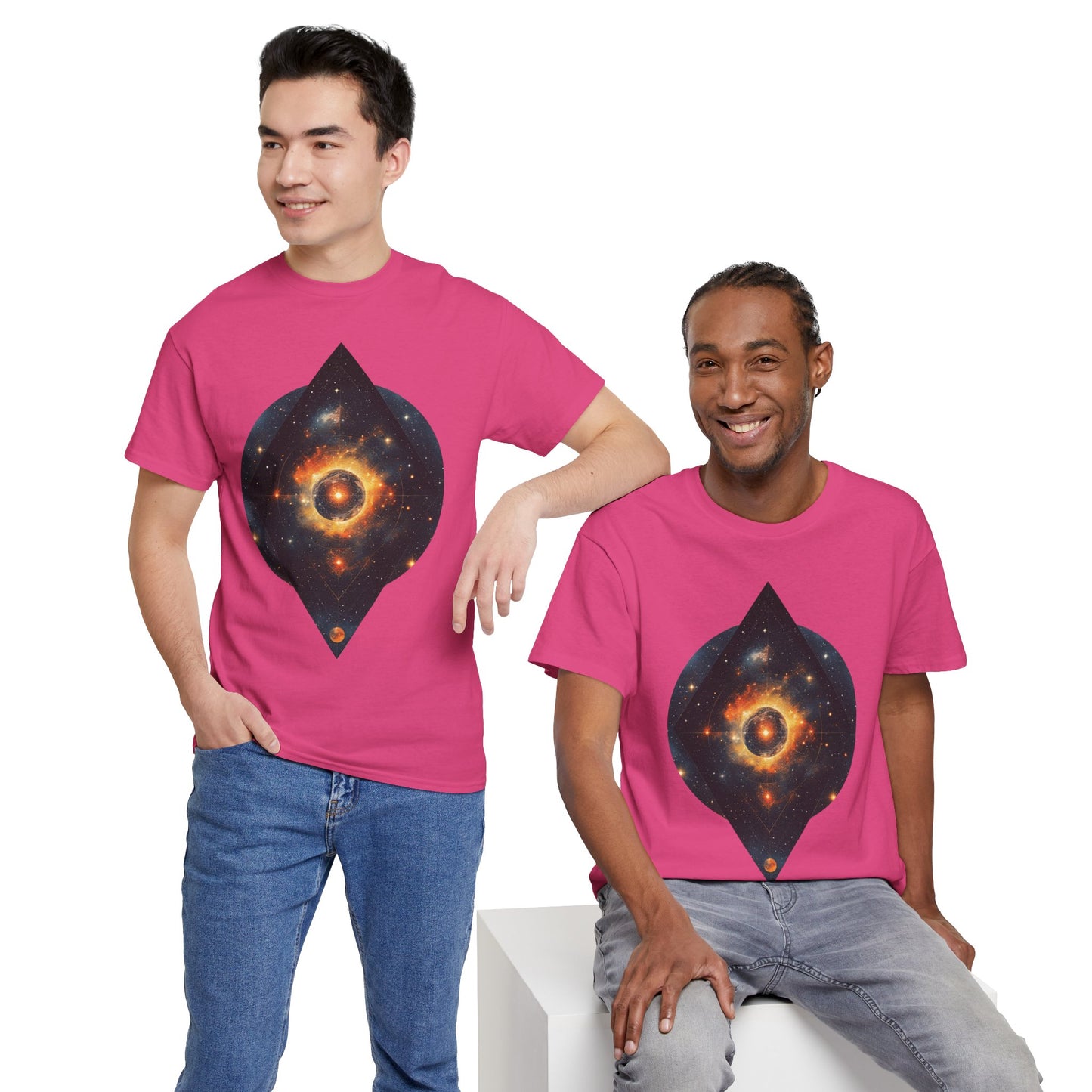 Rounded Diamond Shape Nebula Graphic Space Art Tee Shirt *Multiple Colors*