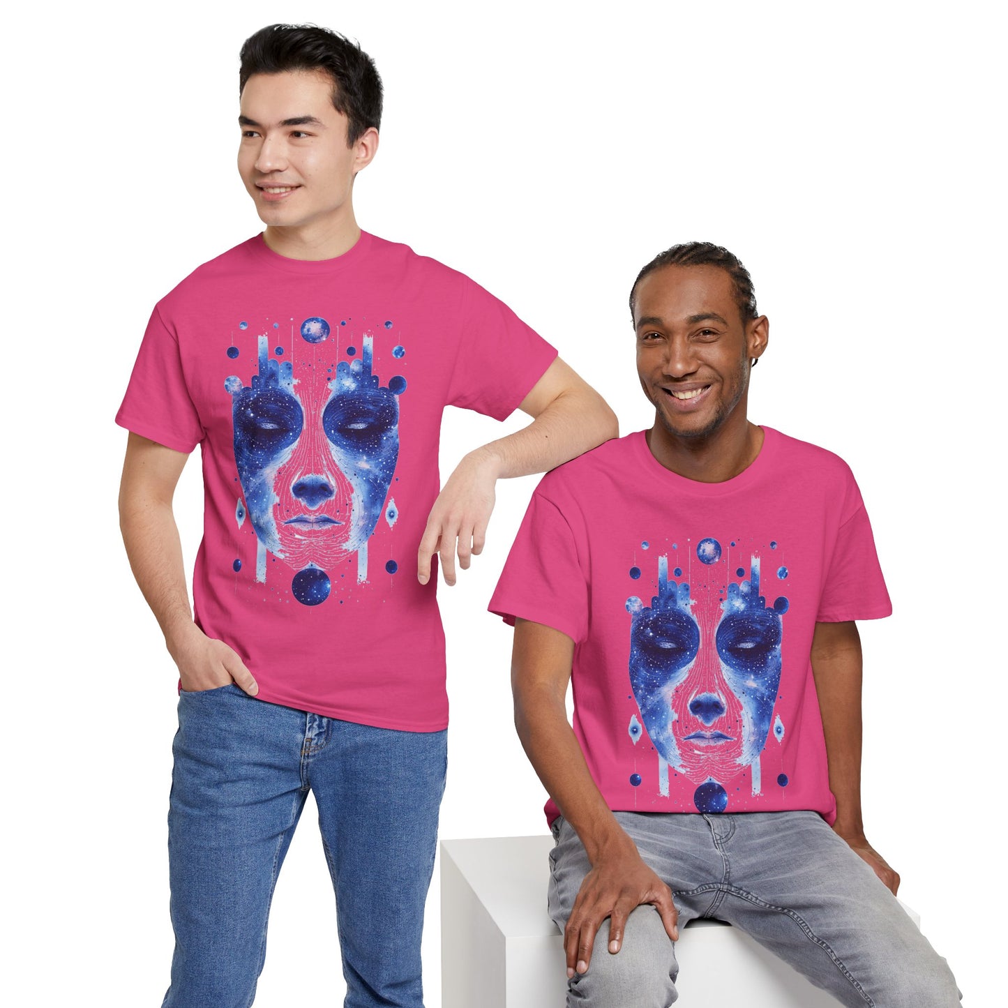 Cosmic Face Galaxy Graphic Space Art Tee Shirt *Multiple Colors*