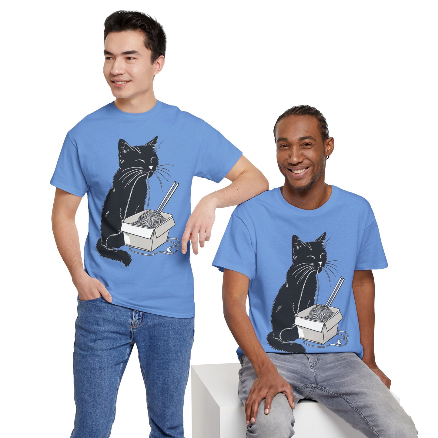 Black Cat w/Noodles Drawing Art Tee Shirt *Multiple Colors*