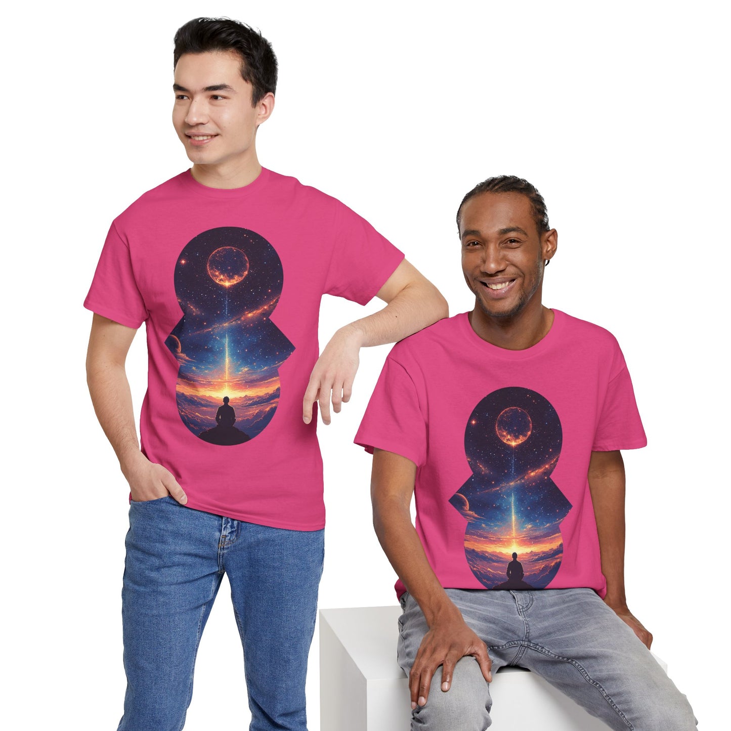 Cosmic Meditation w/Planet Space Graphic Art Tee Shirt *Multiple Colors*