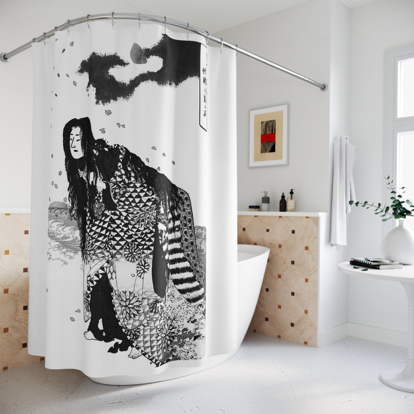 Kiyohime Changing Into a Serpent Japanese Shower Curtain