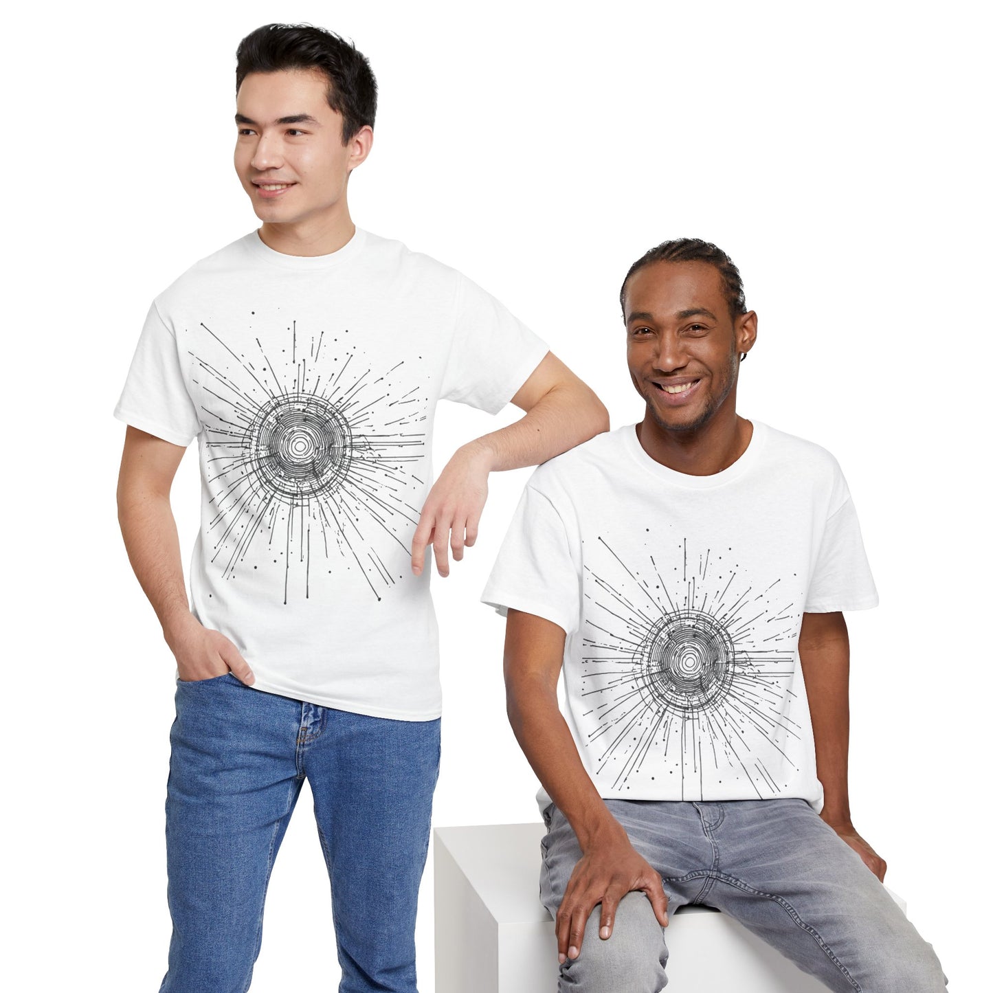 Circle Line Drawing Graphic Art Tee Shirt *Multiple Colors*