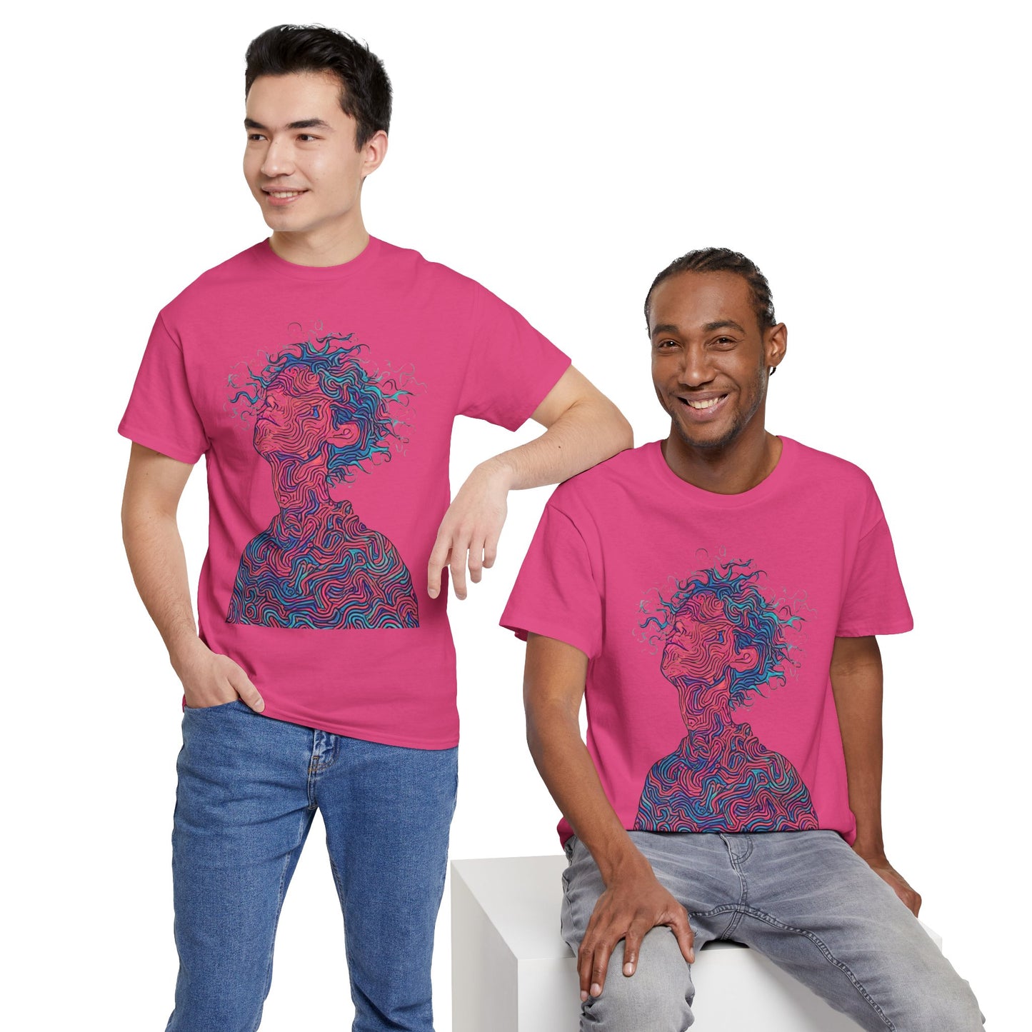 Line Drawing Multicolor Human Graphic Art Tee Shirt *Multiple Colors*