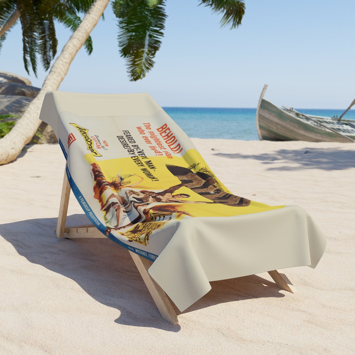 Atlas Movie Poster Beach Towel | Vintage Film Art Retro Illustration Towel