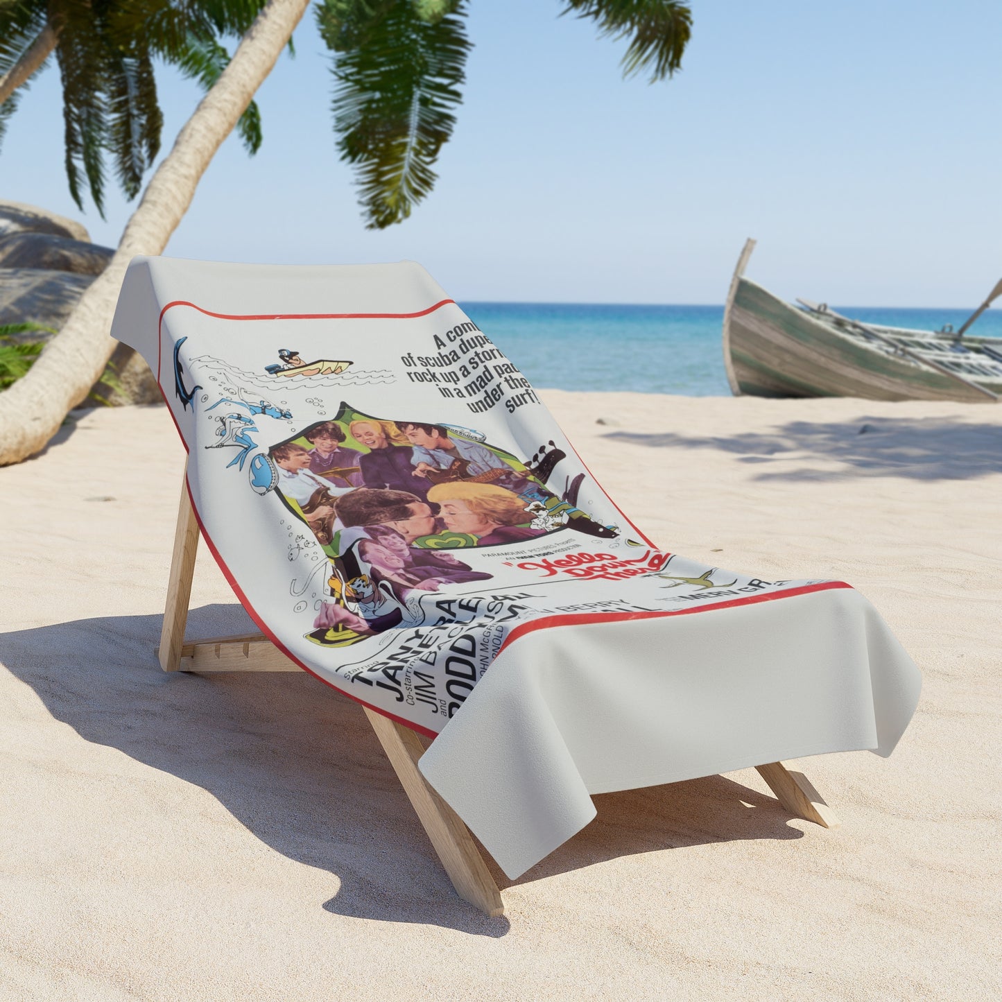 Hello Down There Vintage Movie Poster Beach Towel | Retro Art Towel 2 Sizes