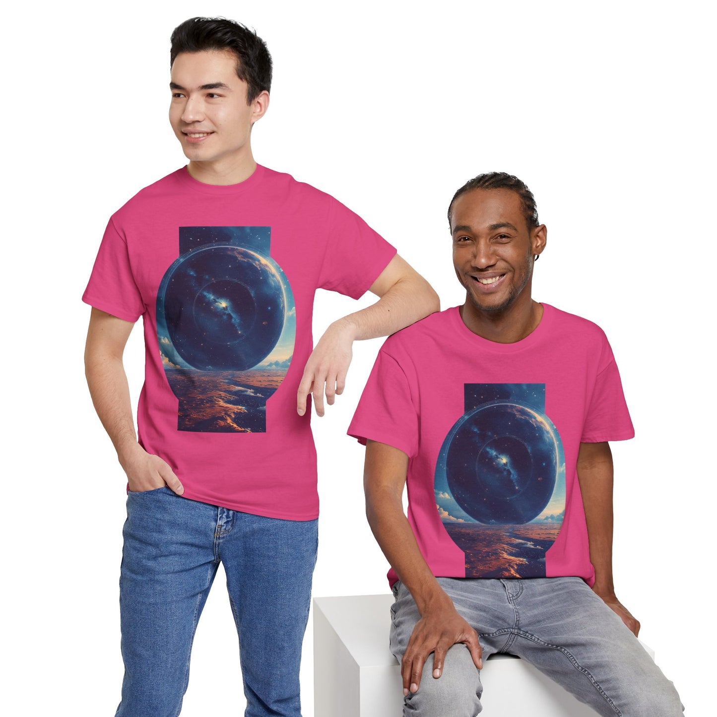 Round Galaxy Space Graphic Art Tee Shirt *Multiple Colors*