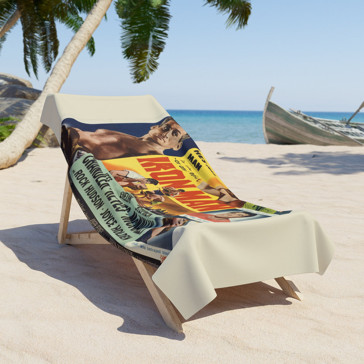 Vintage 'Iron Man' Movie Poster Beach Towel | Retro Film Artwork