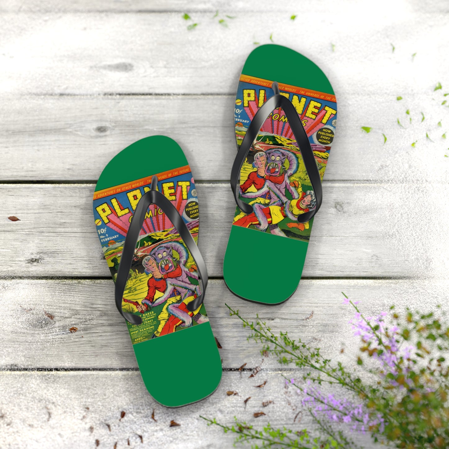Planet Comics #2 Flip Flops Green *Multiple Sizes Available*
