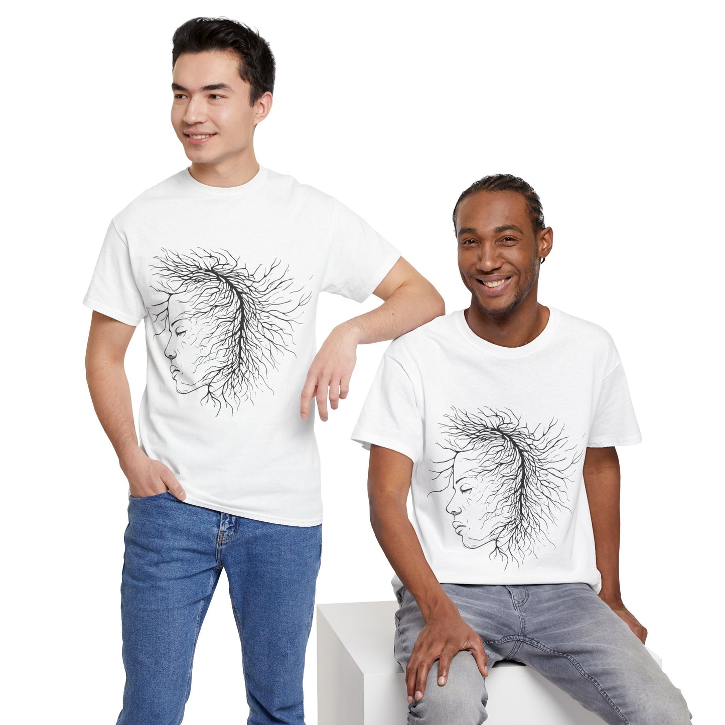 Capillary Face Line Drawing Graphic Art Tee Shirt *Multiple Colors*
