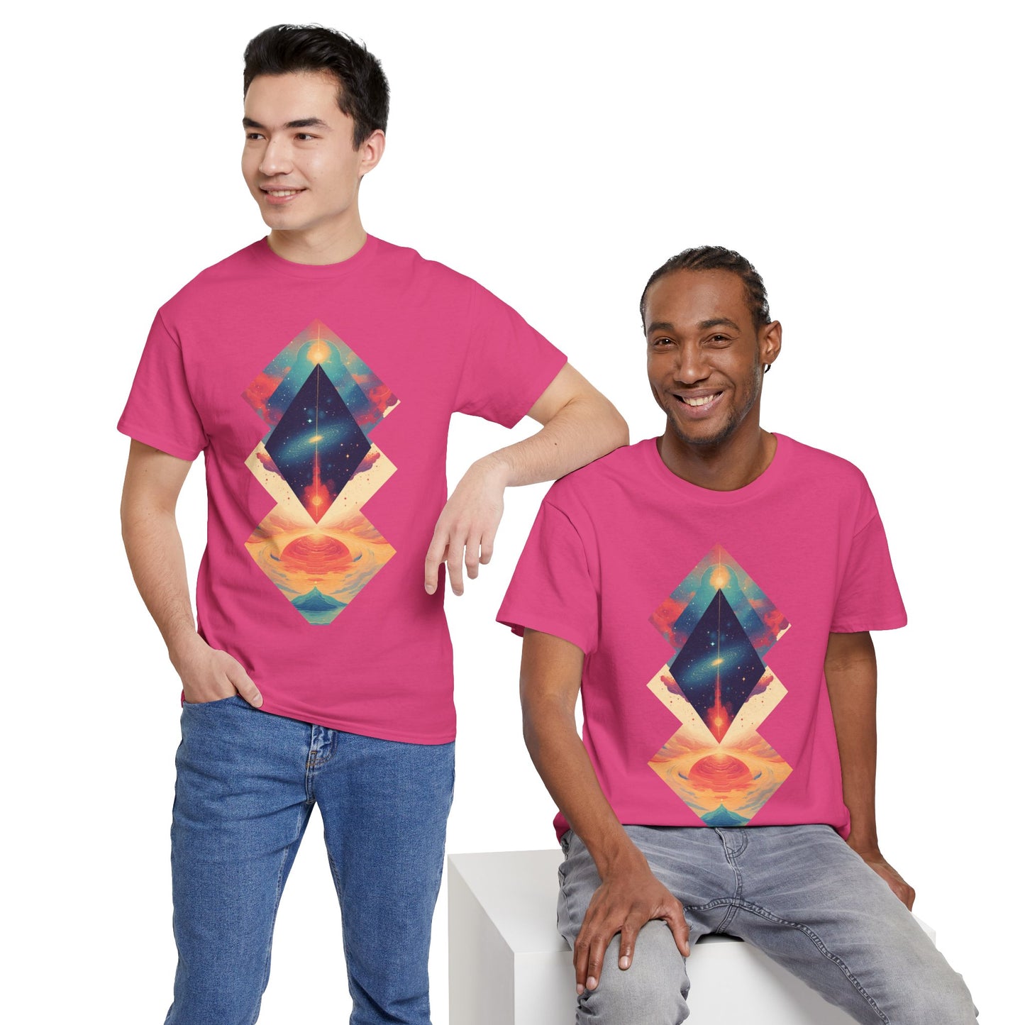 Geometric Shape Galaxy Graphic Space Art Tee Shirt *Multiple Colors*