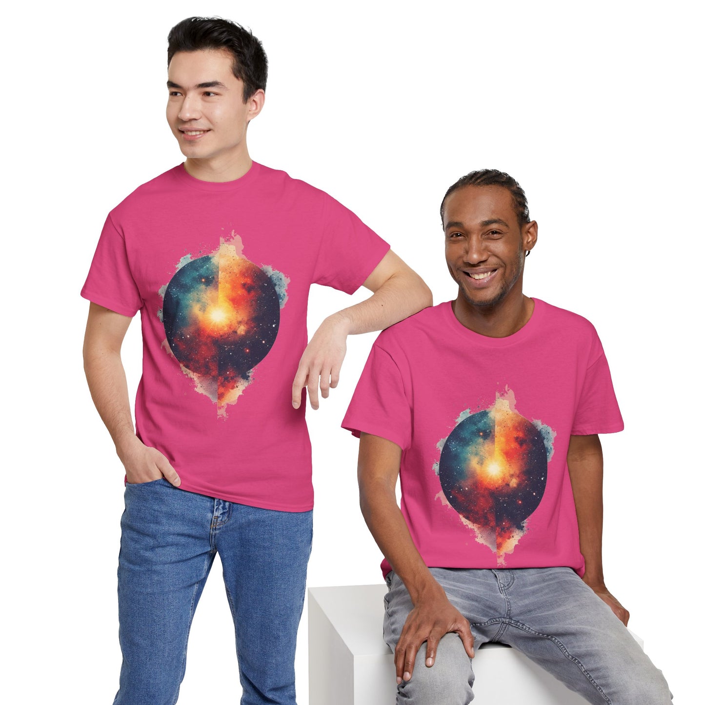 Round Galaxy w/Nebula Graphic Art Tee Shirt *Multiple Colors*