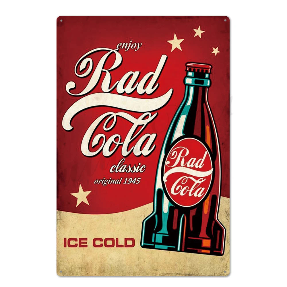 Retro Cola Metal Sign Bar Home Decor Wall Art Tin Poster Restaurant Painting 1