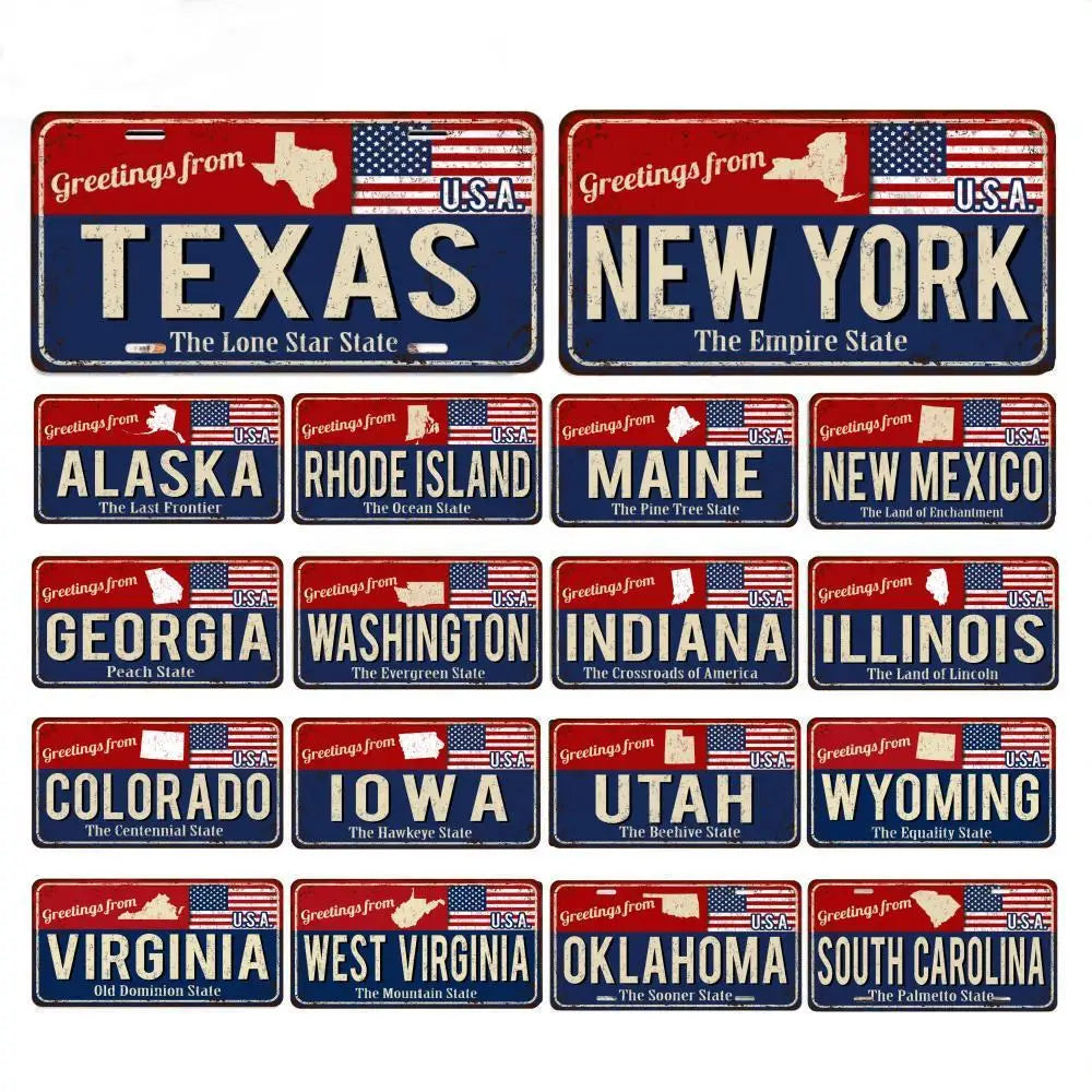 Vintage Metal State License Plate Signs Novelty Car Art Tags Home Bar Decor 1