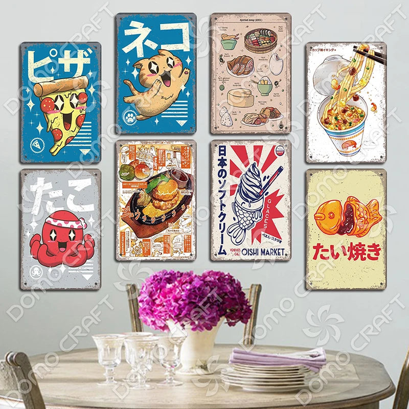 Japanese Foods Metal Sign Posters Vintage Ramen Beer Wall Art Bar Pub Kitchen 1