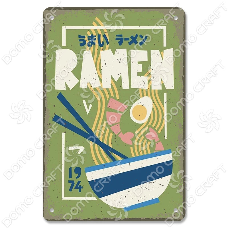 Japanese Foods Metal Sign Posters Vintage Ramen Beer Wall Art Bar Pub Kitchen 1