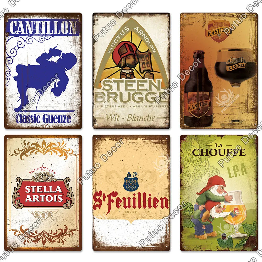 Belgian Beer Metal Signs Vintage Decorative Plaque Pub Bar Man Cave Wall Art 2