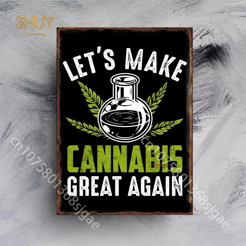 Alien Smoking Metal Signs Vintage Weed Posters Club Bar Wall Art Retro Decor 2