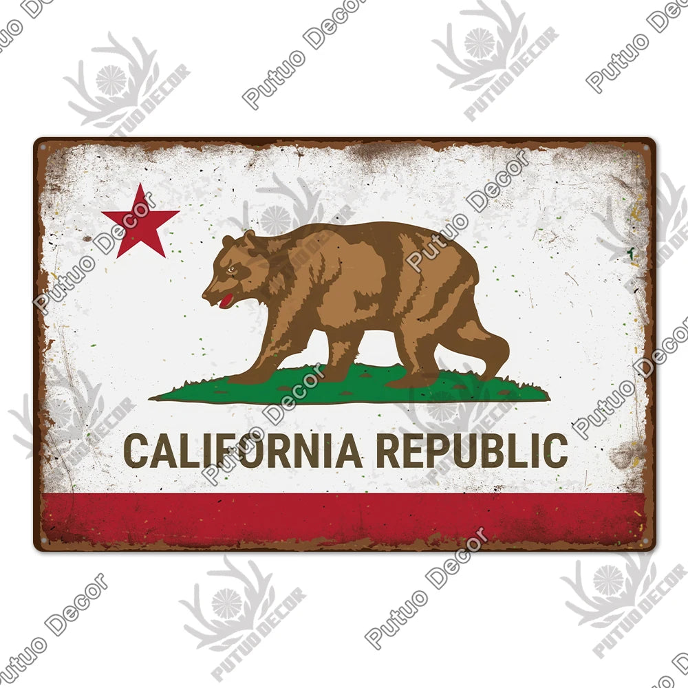 American State Vintage Metal Signs Plaque Retro Sign Decor Home Bar Wall Art 2