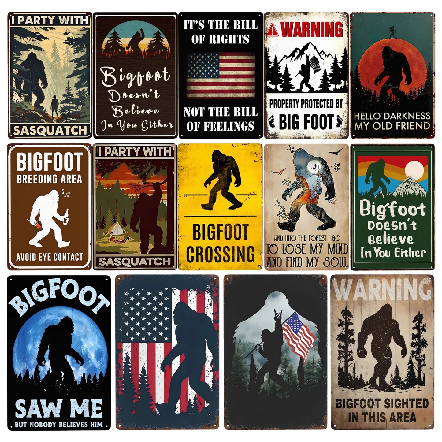 Bigfoot Metal Signs Vintage Retro Style Wall Art Home Bar Cabin Decor 8x12in 1