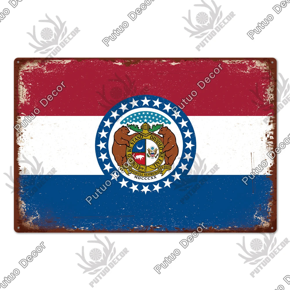 American State Vintage Metal Signs Plaque Retro Sign Decor Home Bar Wall Art 2