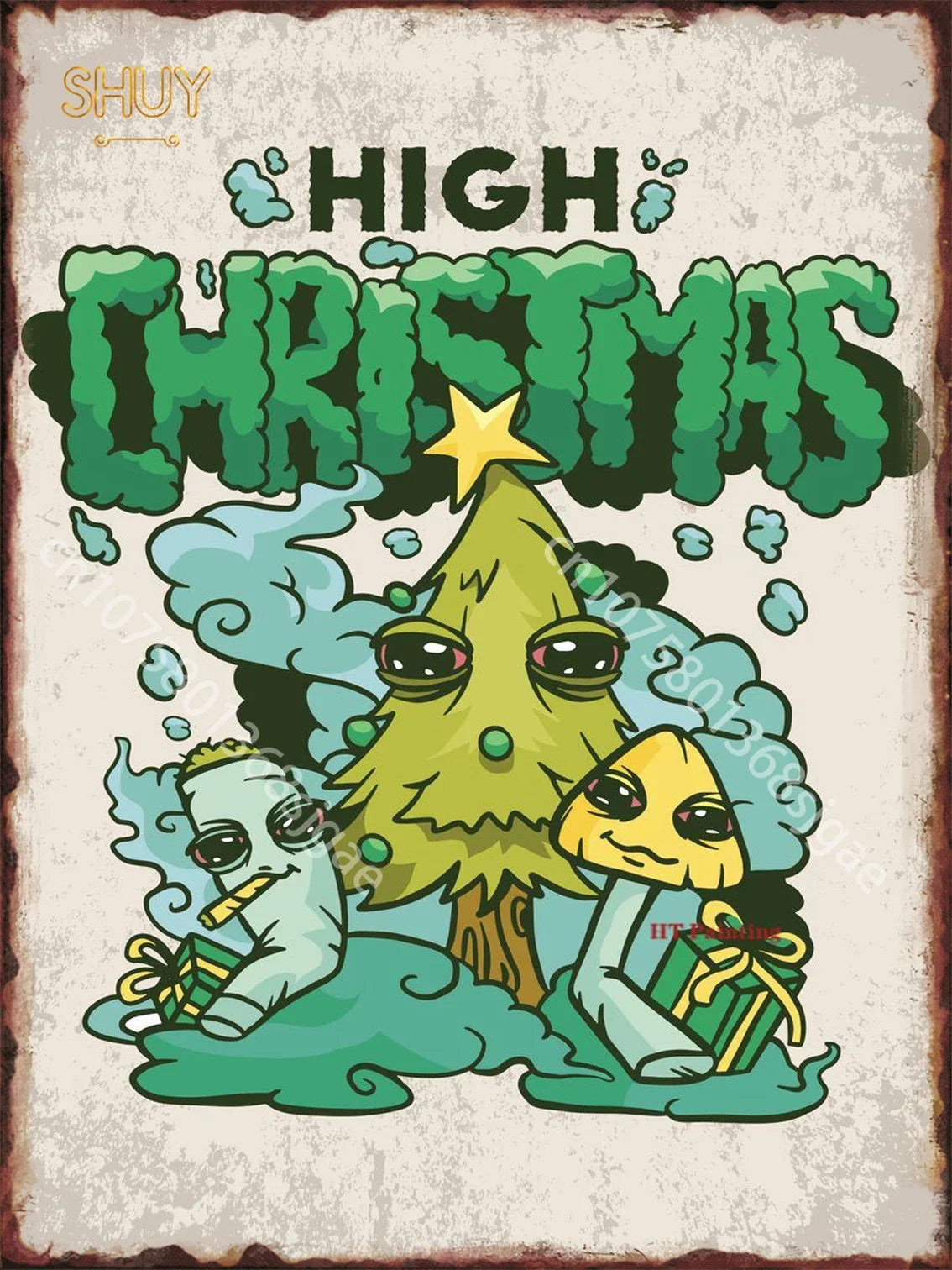 Alien Smoking Metal Signs Vintage Weed Posters Club Bar Wall Art Retro Decor 2