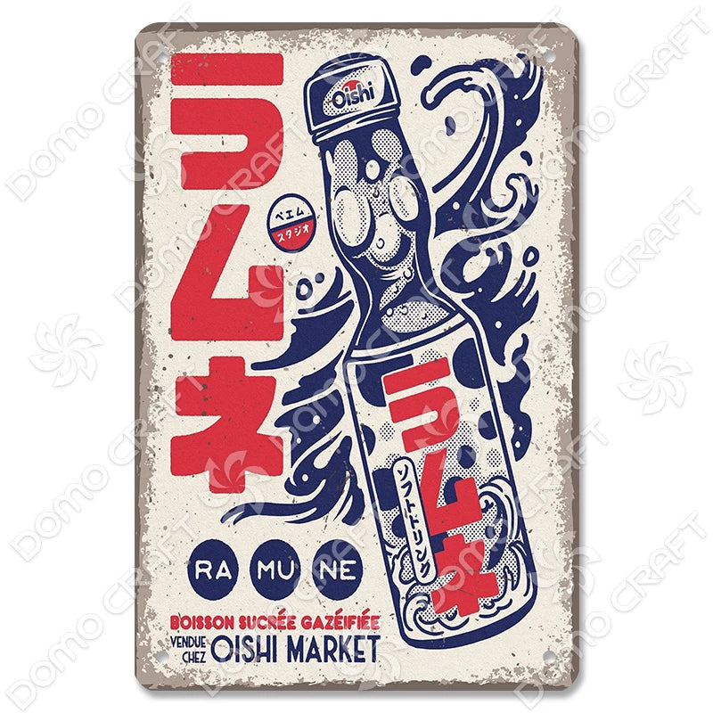 Japanese Foods Metal Sign Posters Vintage Ramen Beer Wall Art Bar Pub Kitchen 1