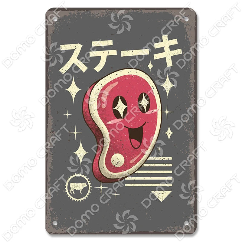 Japanese Foods Metal Sign Posters Vintage Ramen Beer Wall Art Bar Pub Kitchen 1