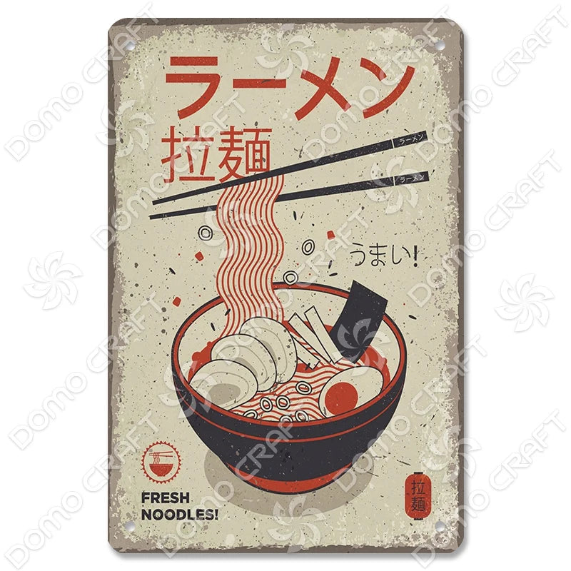 Japanese Foods Metal Sign Posters Vintage Ramen Beer Wall Art Bar Pub Kitchen 1