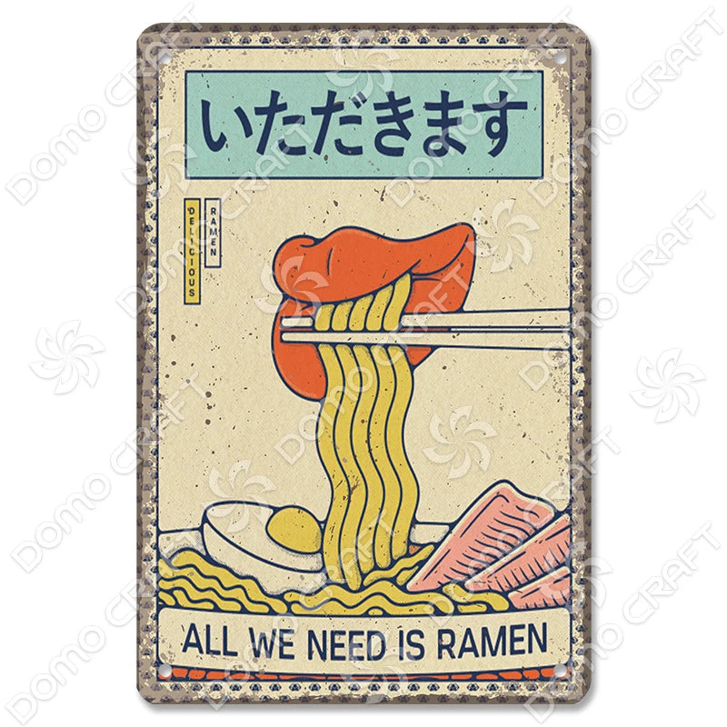 Japanese Foods Metal Sign Posters Vintage Ramen Beer Wall Art Bar Pub Kitchen 1