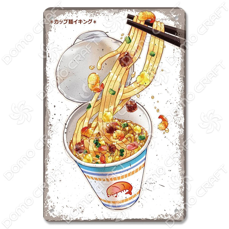 Japanese Foods Metal Sign Posters Vintage Ramen Beer Wall Art Bar Pub Kitchen 1