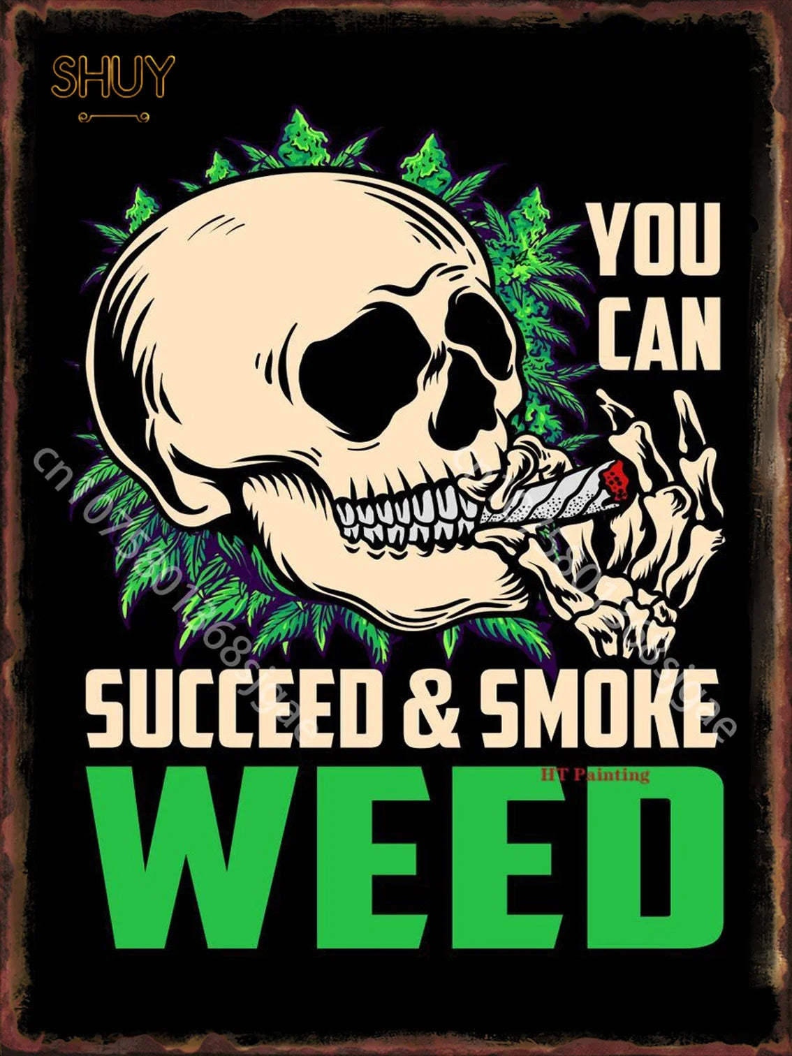 Alien Smoking Metal Signs Vintage Weed Posters Club Bar Wall Art Retro Decor 2