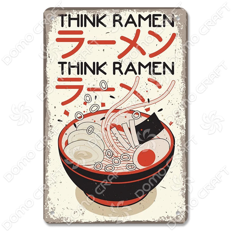 Japanese Foods Metal Sign Posters Vintage Ramen Beer Wall Art Bar Pub Kitchen 1