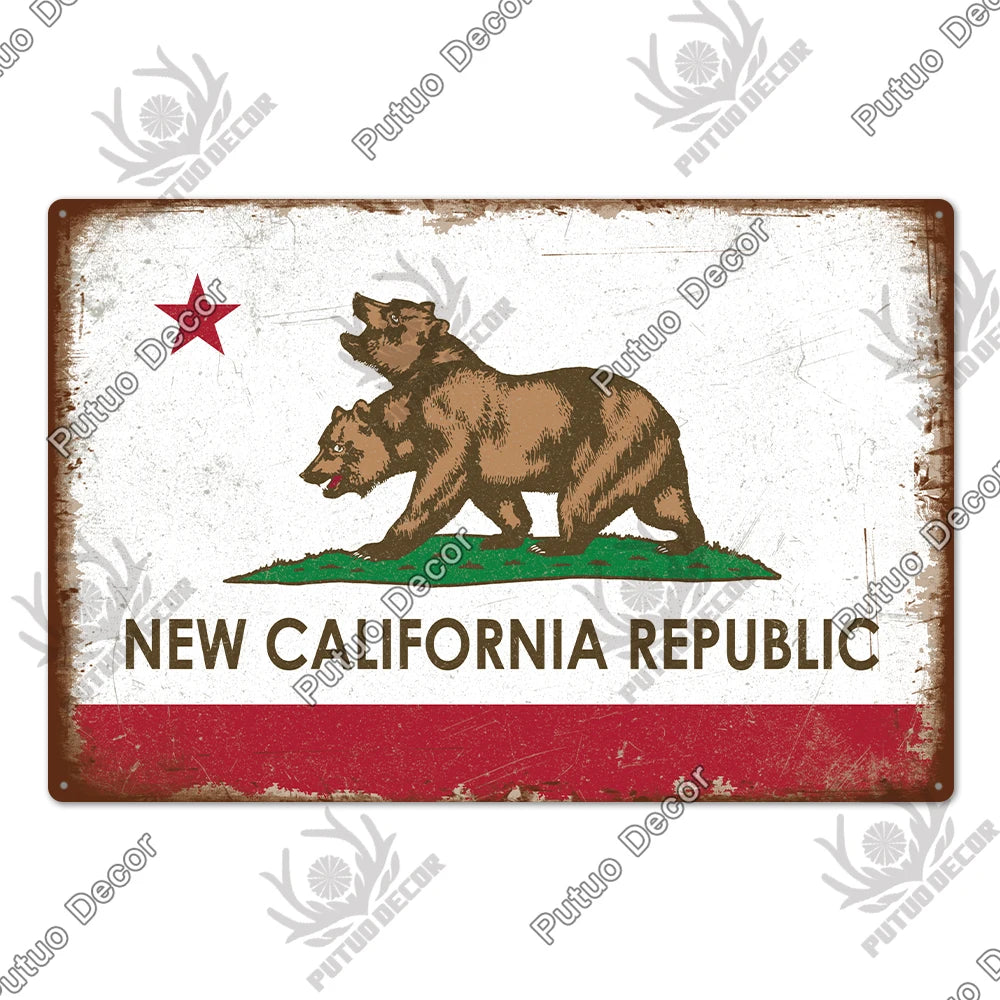 American State Vintage Metal Signs Plaque Retro Sign Decor Home Bar Wall Art 2