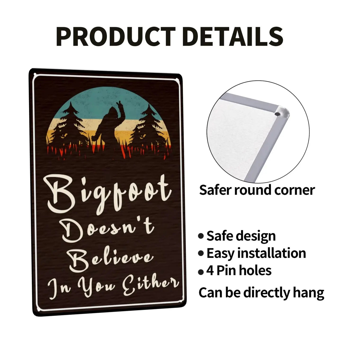 Bigfoot Metal Signs Vintage Retro Style Wall Art Home Bar Cabin Decor 8x12in 1