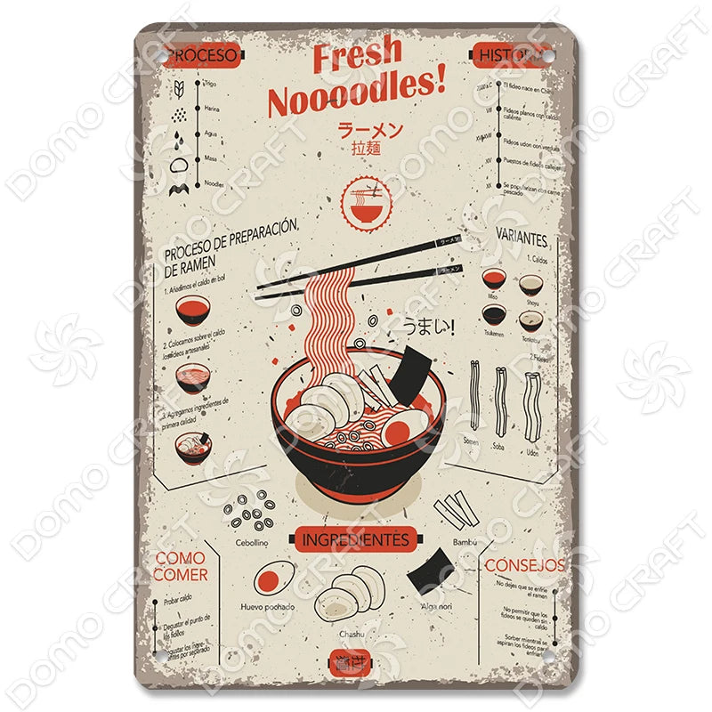 Japanese Foods Metal Sign Posters Vintage Ramen Beer Wall Art Bar Pub Kitchen 1