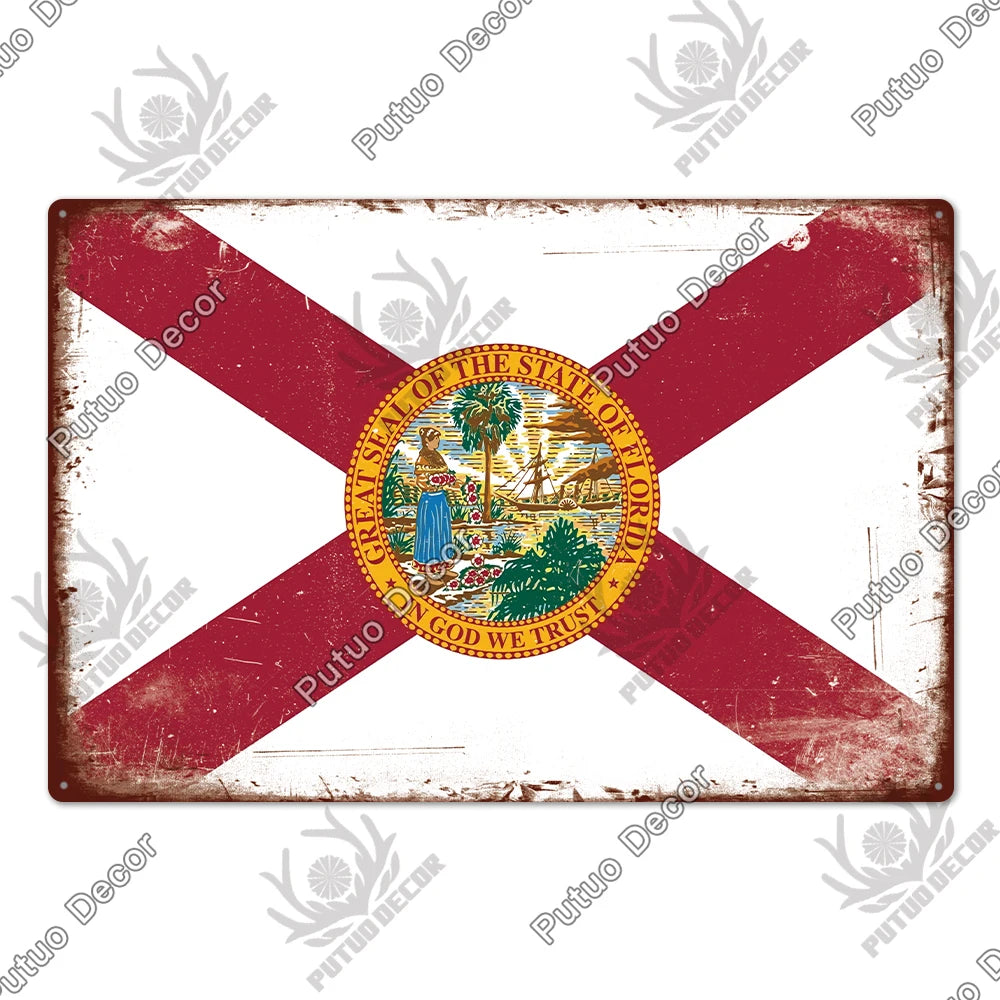 American State Vintage Metal Signs Plaque Retro Sign Decor Home Bar Wall Art 1