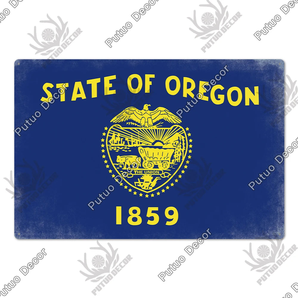 American State Vintage Metal Signs Plaque Retro Sign Decor Home Bar Wall Art 1