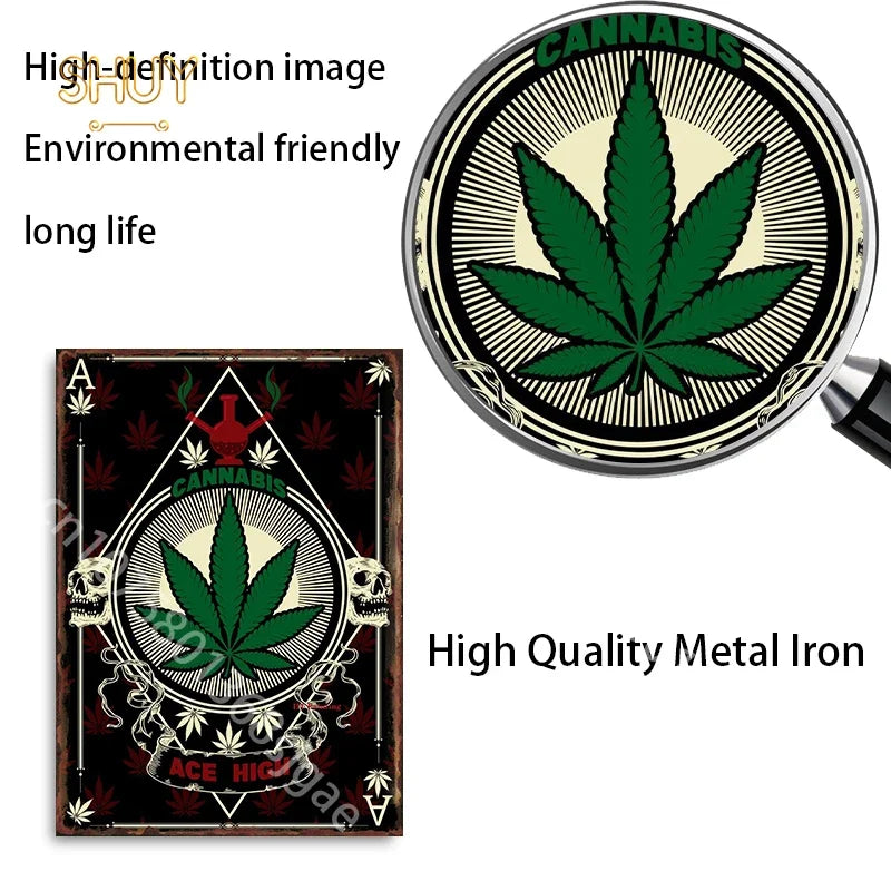 Alien Smoking Metal Signs Vintage Weed Posters Club Bar Wall Art Retro Decor 2