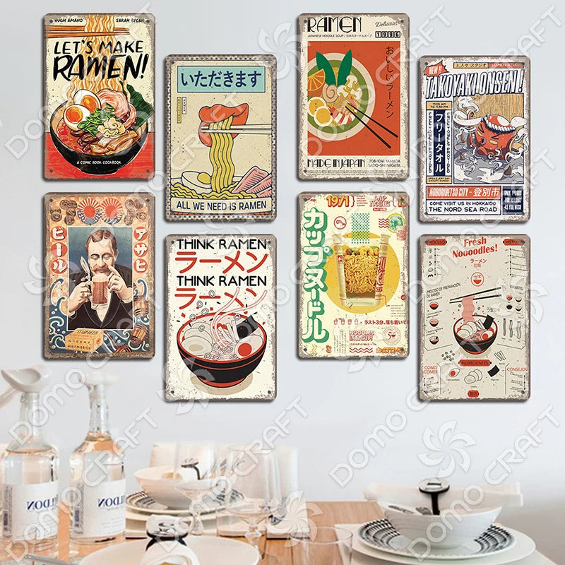 Japanese Foods Metal Sign Posters Vintage Ramen Beer Wall Art Bar Pub Kitchen 1