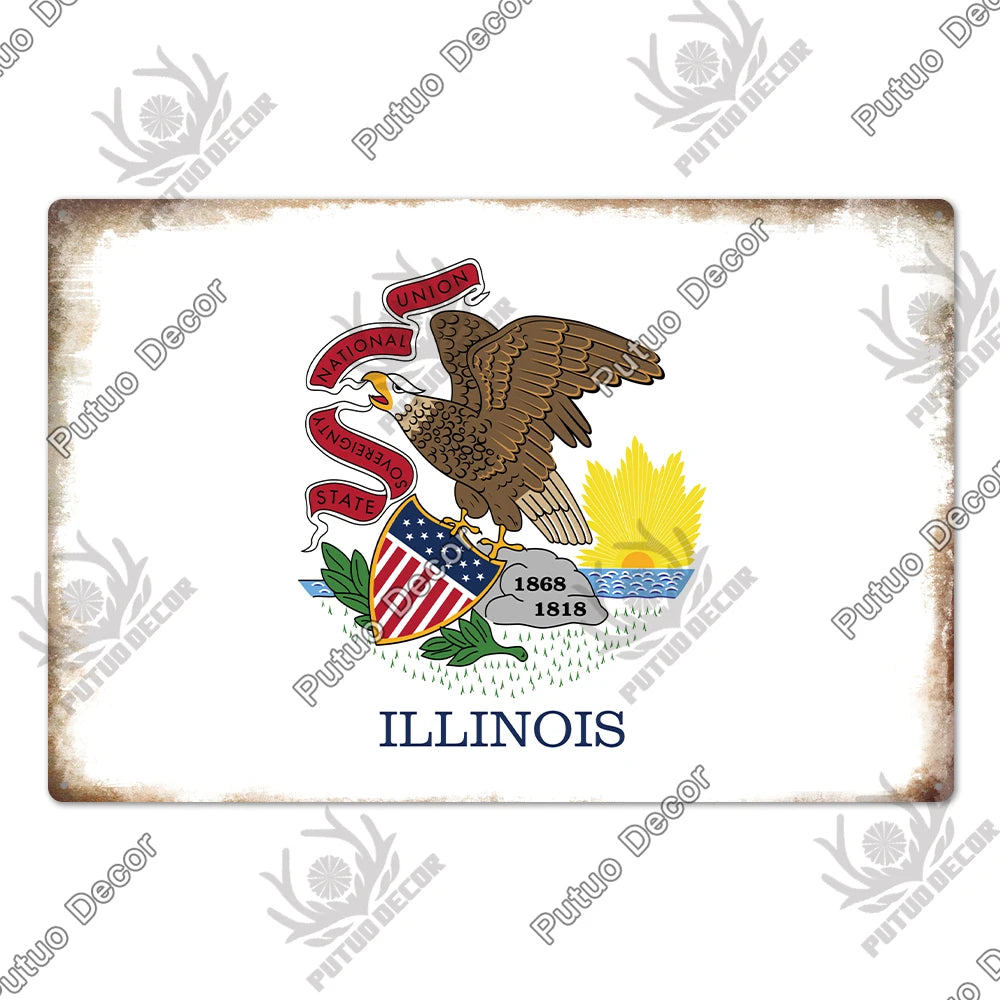 American State Vintage Metal Signs Plaque Retro Sign Decor Home Bar Wall Art 2