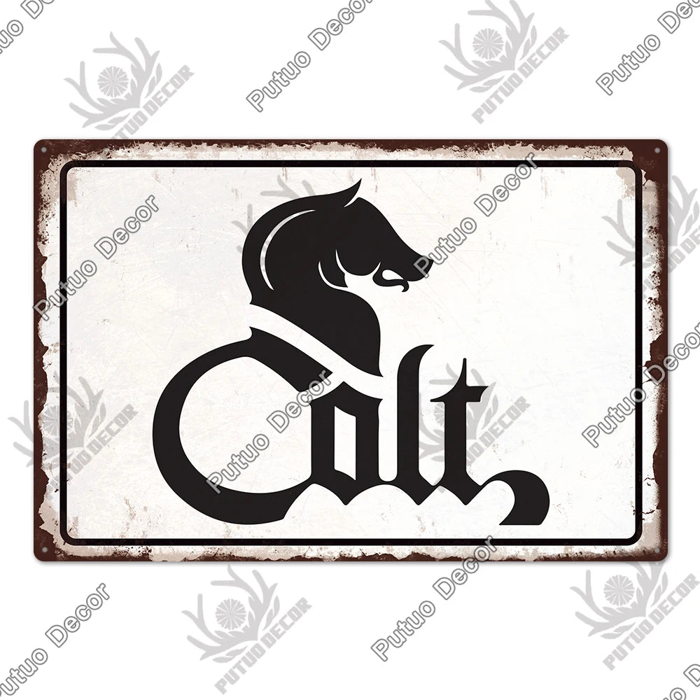 Vintage Metal Gun Signs Garage Bar Man Cave Wall Firearm Art Home Decor 1