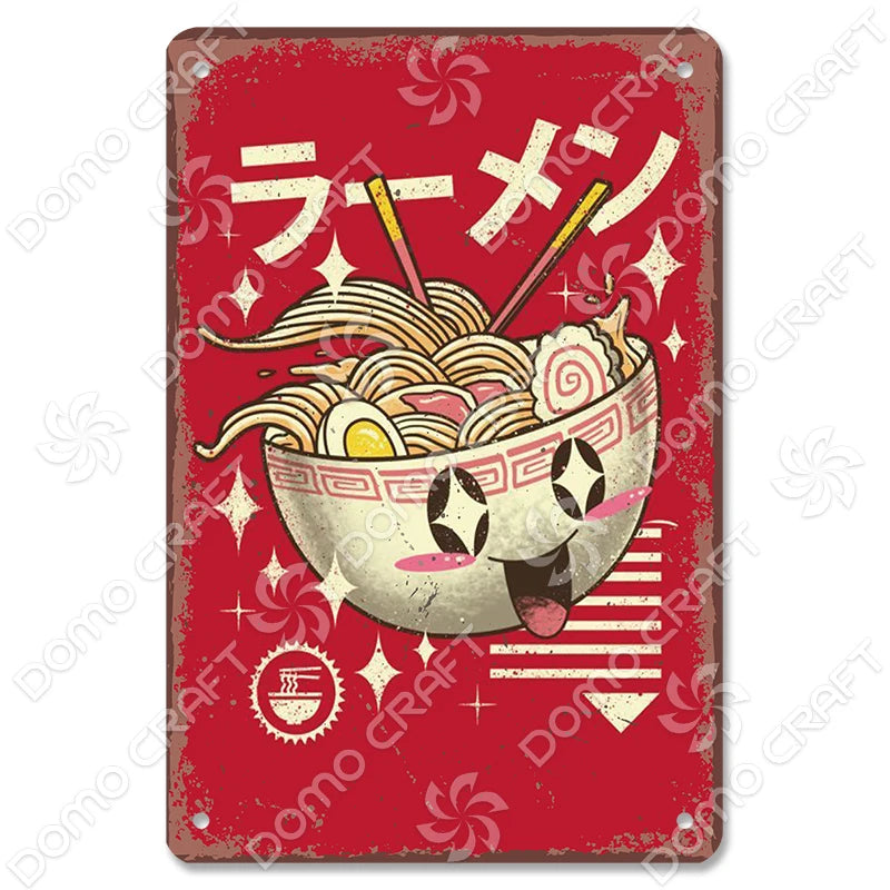 Japanese Foods Metal Sign Posters Vintage Ramen Beer Wall Art Bar Pub Kitchen 1