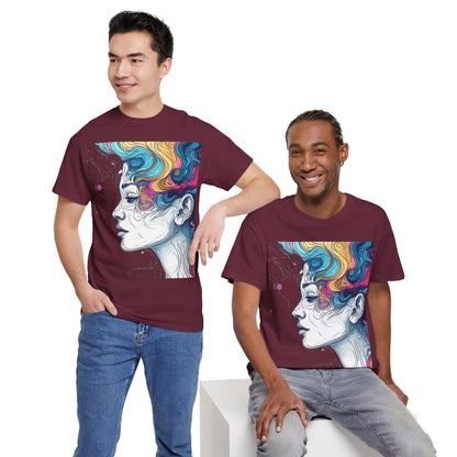 Face w/Color Hair Graphic Art Tee Shirt