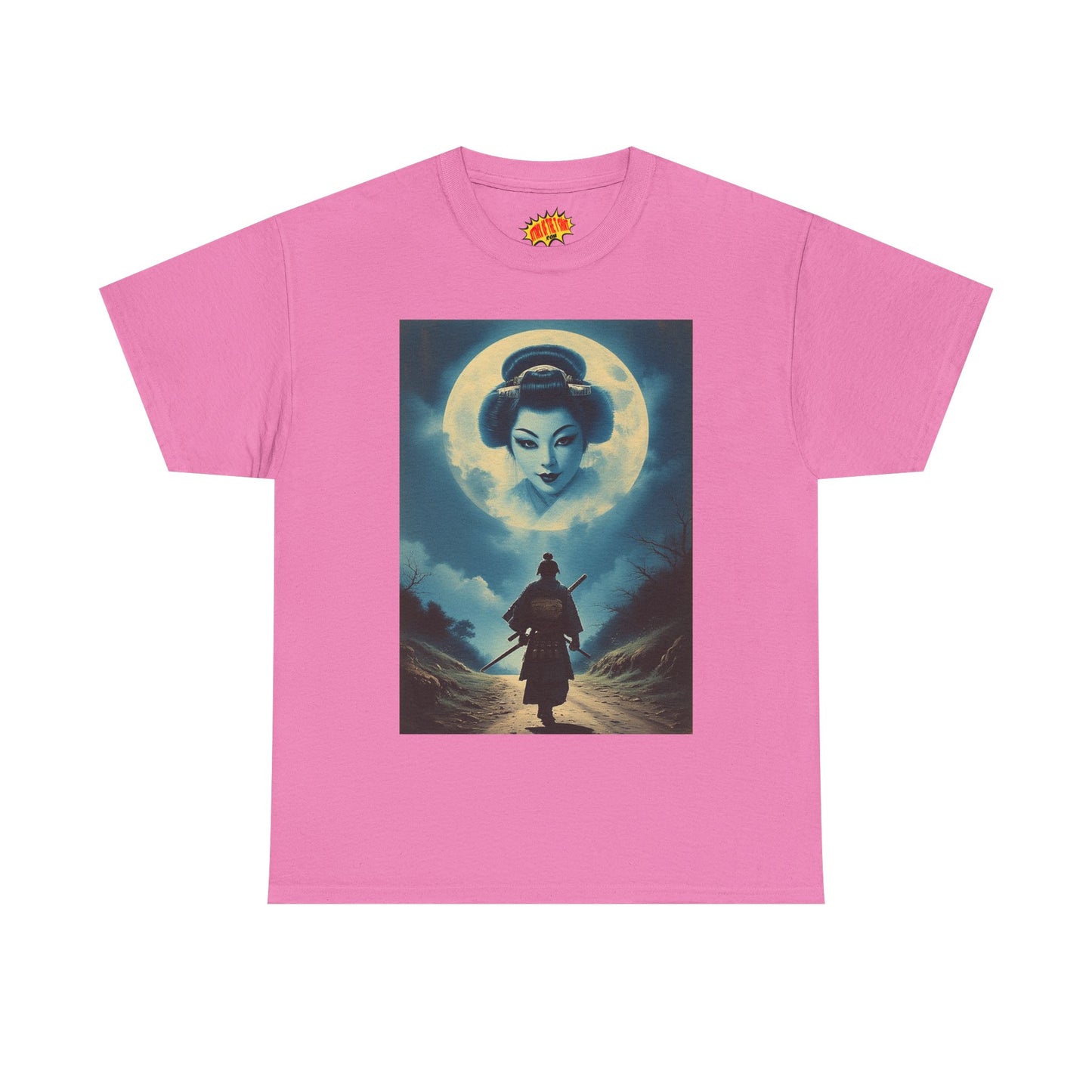 Walking Samurai w/Full Moon Geisha Woman T-Shirt *Multiple Colors*