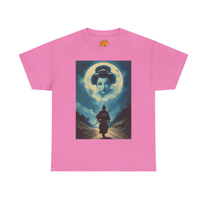 Walking Samurai w/Full Moon Geisha Woman T-Shirt