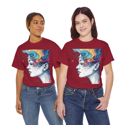 Face w/Color Hair Graphic Art Tee Shirt