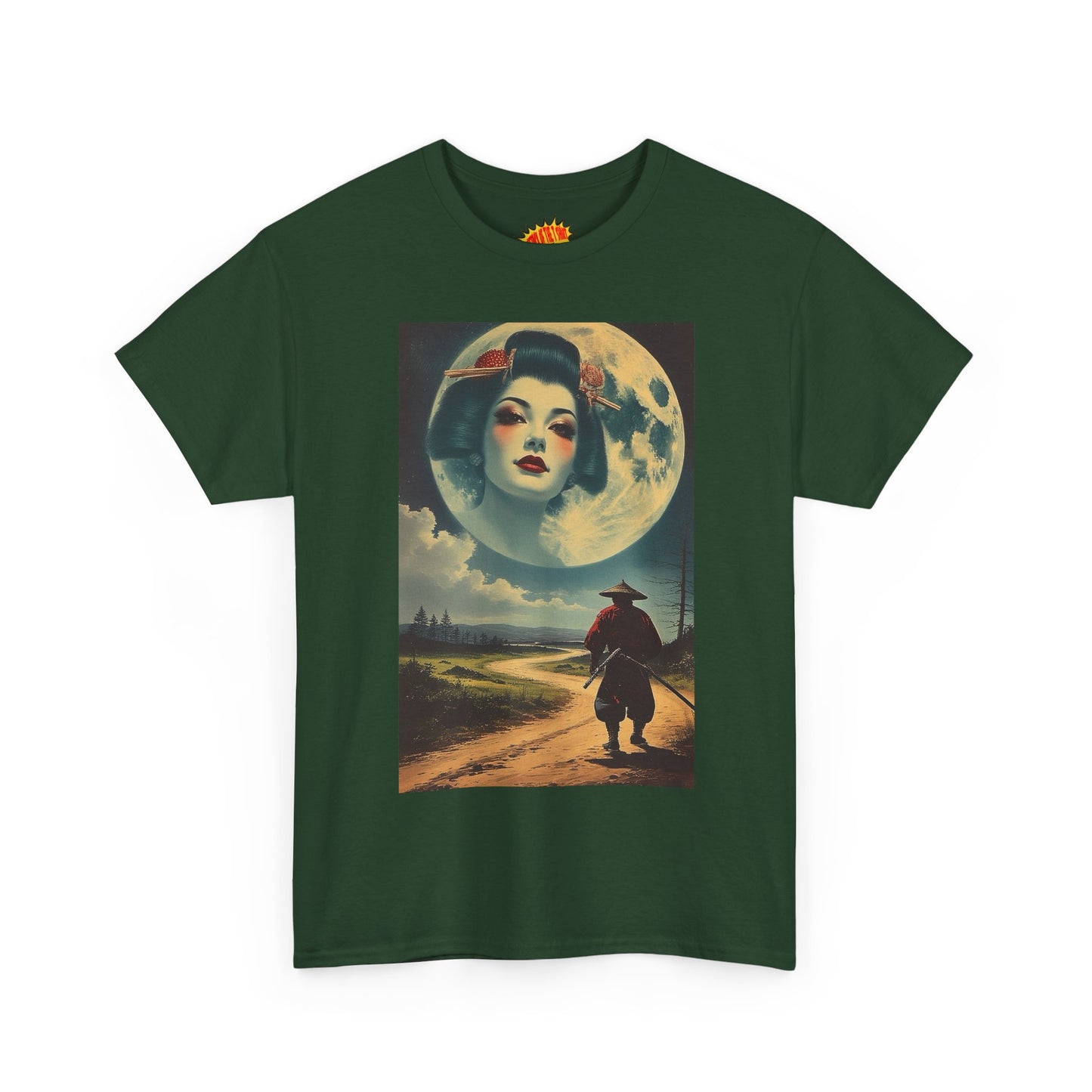 Samurai w/Geisha Full Moon T-Shirt *Multiple Colors*