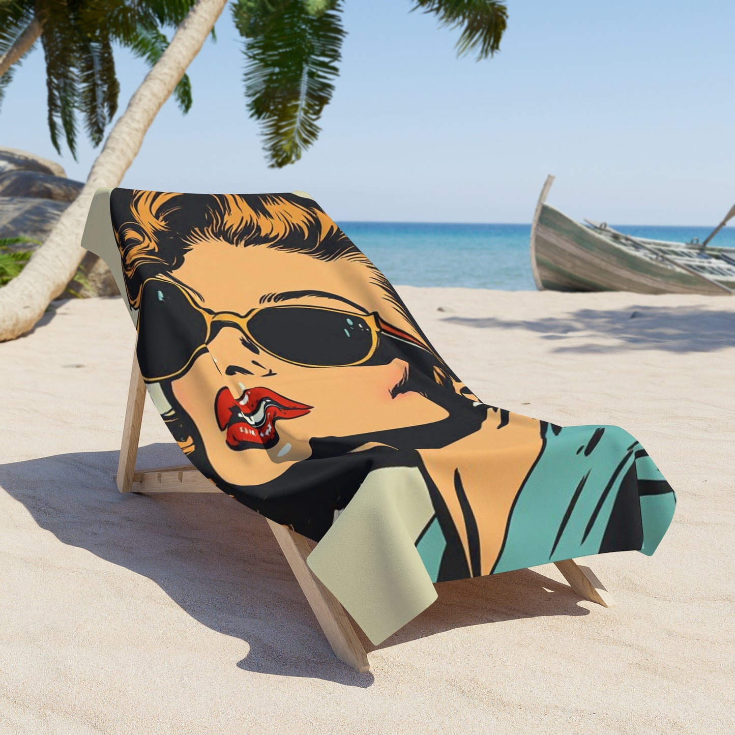 Retro Chic Pop Pinup Art Beach Towel | Vintage Glamour Model Towel 2 Sizes